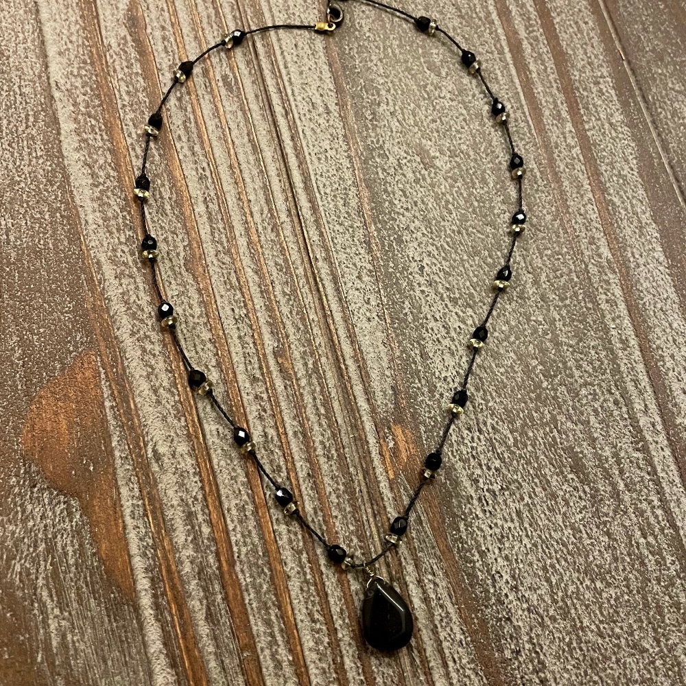 Delicate Black and Crystal Necklace